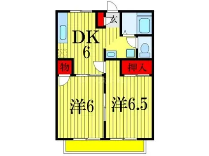 ベルメゾンB(2DK/1階)の間取り写真