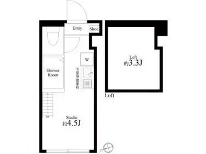 ハーモニーテラス池袋本町(ワンルーム/2階)の間取り写真