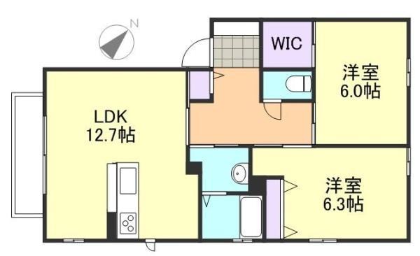 アネシス・アイB棟(2LDK/2階)の間取り写真
