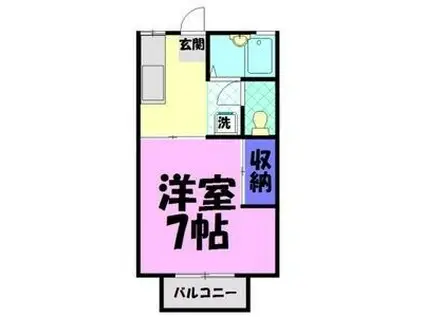 プリンストンハウスB棟(1K/2階)の間取り写真