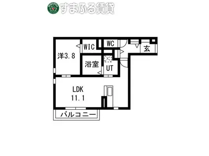 アパートメントハウス針崎II(1LDK/1階)の間取り写真