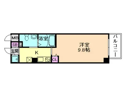 ガゼルコーヴ都島北通2(1K/9階)の間取り写真