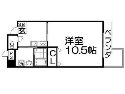 フレックス(1K/3階)の間取り写真
