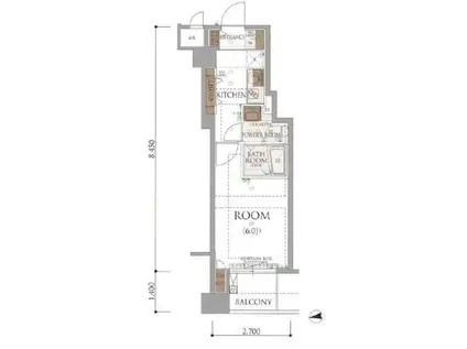 アルテシモアソラ(1K/5階)の間取り写真