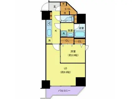 プレール・ドゥーク両国IV(1LDK/4階)の間取り写真