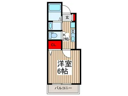 入間市豊岡1丁目 1K(1K/2階)の間取り写真