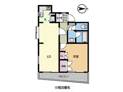 エスポワール池尻(1LDK/3階)の間取り写真