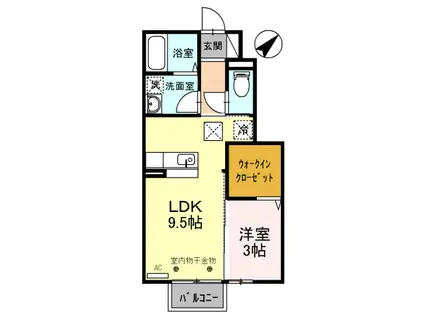 いわて銀河鉄道線 厨川駅 徒歩16分 2階建 築13年(1LDK/1階)の間取り写真