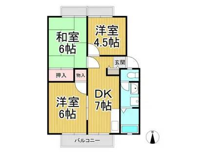 アネックス1(3DK/2階)の間取り写真