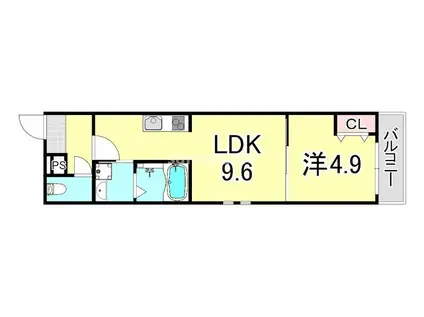 フジパレス阪急園田イーストII番館(1LDK/2階)の間取り写真