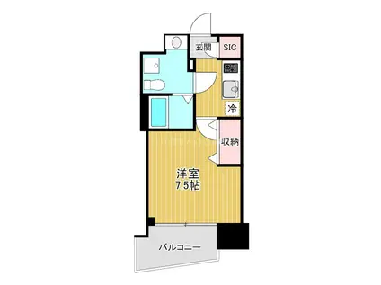 セレニテ谷九プリエ(1K/2階)の間取り写真