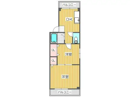 丸松マンション(2DK/2階)の間取り写真