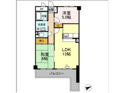 レジデンス若松(2LDK/2階)の間取り写真