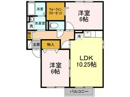 コーポ上野III(2LDK/2階)の間取り写真