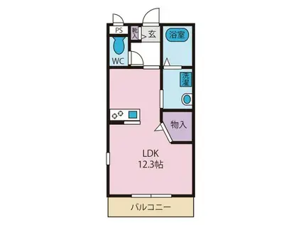 クオーレレヴァンテ(ワンルーム/1階)の間取り写真