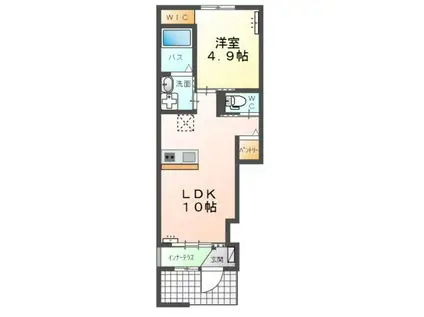 HERMANAI(1LDK/1階)の間取り写真