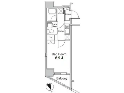 プラウドフラット蒲田II(1K/9階)の間取り写真