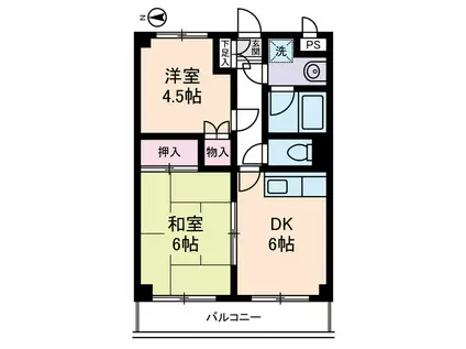 アメニティーハウス(2DK/2階)の間取り写真