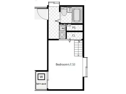 ブルーハイム富士塚(1K/1階)の間取り写真