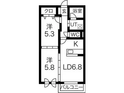 メニーズコート創成川(2LDK/4階)の間取り写真