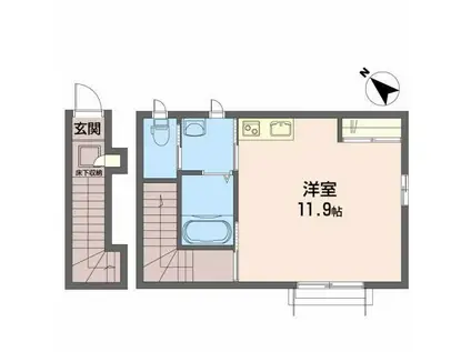 クラヴィエ川内(ワンルーム/2階)の間取り写真