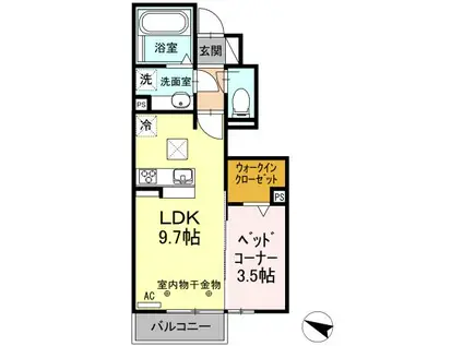 RADIUS K(1LDK/1階)の間取り写真