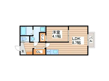 DANARS COURT向山(1LDK/1階)の間取り写真