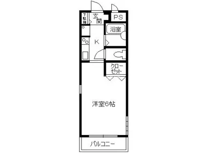 ジュネス新在家(1K/1階)の間取り写真