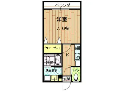プランドールFU(1K/2階)の間取り写真