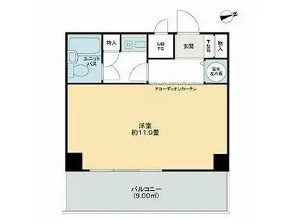 三田富洋ハイツ(1K/10階)の間取り写真