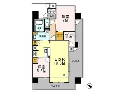 プレミスト津久野アルティモガーデン(2SLDK/10階)の間取り写真