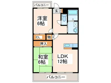 グランディールIII(2LDK/4階)の間取り写真