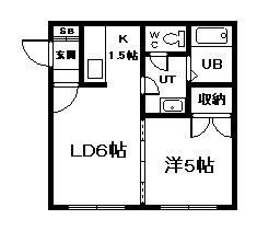 イーストリッチ6.5(1DK/2階)の間取り写真