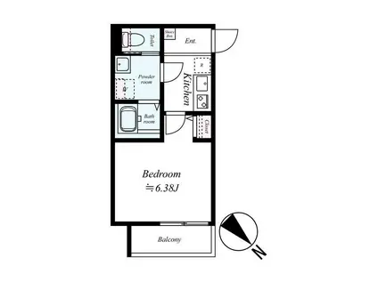 入間市東藤沢5丁目アパート(1K/2階)の間取り写真