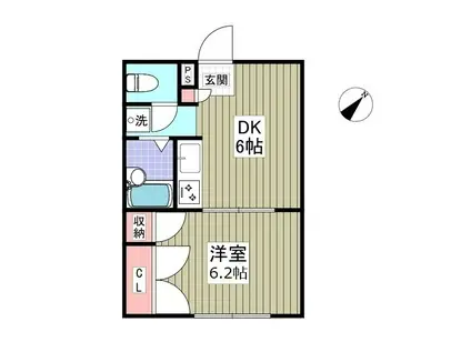 イーストガーデン(1DK/1階)の間取り写真