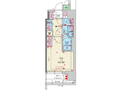 ファーストフィオーレ難波南アルマ(1K/12階)の間取り写真
