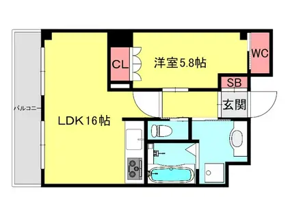 シャトーパルモア阪急六甲(1LDK/3階)の間取り写真