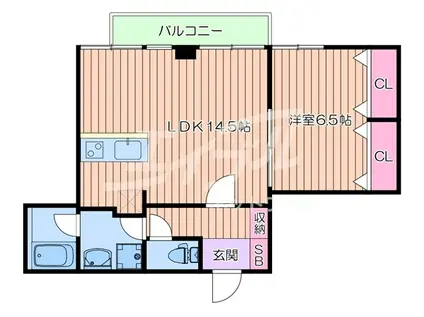 アスール江坂3RD(1LDK/14階)の間取り写真