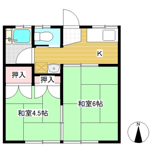 丸満ハイツ(2K/1階)の間取り写真