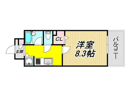 レーヴコート(1K/4階)の間取り写真