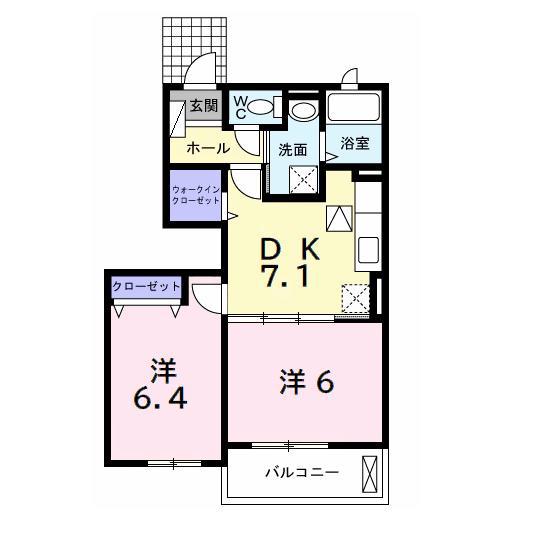 サンフェアリー(2DK/1階)の間取り写真