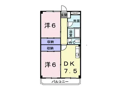 アーリーバード(2DK/2階)の間取り写真