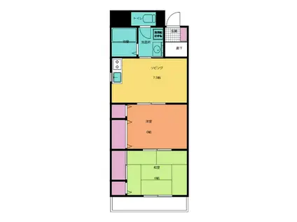 グランドステータス船橋本町(2DK/2階)の間取り写真