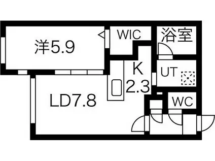 リヴィエラ南郷(1LDK/4階)の間取り写真