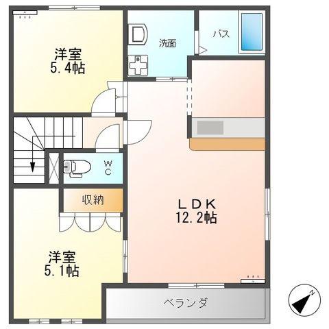 SKY LARK(2LDK/2階)の間取り写真