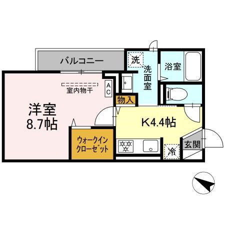 セルメイユール(1K/3階)の間取り写真