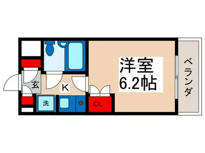 ウラヤスプラザ(1K/4階)の間取り写真