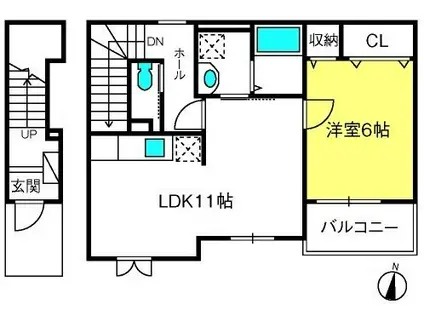 クラウン(1LDK/2階)の間取り写真