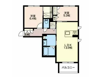 EXCELLENT‐W(2LDK/2階)の間取り写真