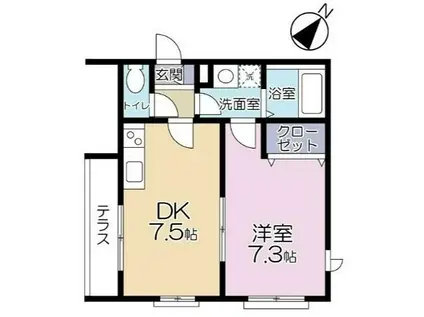 ラフィーネ菊名(1DK/1階)の間取り写真